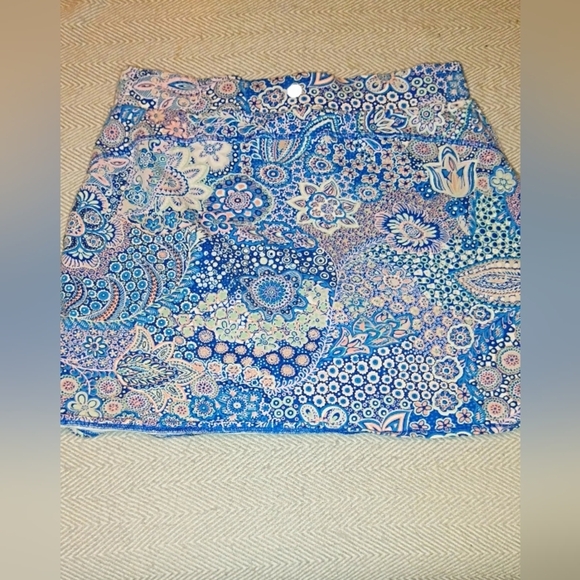 Talbots Blue And Pink A Line Golf Skirt With A Floral And Paisley Design. Size M - Picture 5 of 8
